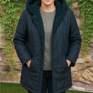 NWT HALOGEN Faux Curly Lamb Reversible Coat, S